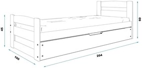 Detská posteľ s úložným priestorom a matracom 90x200 LYDIE - biela