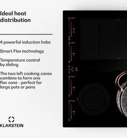 Klarstein Masterzone 60 Hybrid, indukčná varná doska, vstavaná, max. 9600 W, 4 Flex zóny, technológia ThermoBoost, Smart Flex