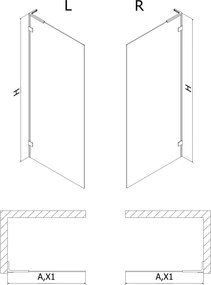 Mexen, Mexen Lunar L sprchová stena ľavá 90 x 200 cm, priehľadná 8 mm, pištoľový kov - 830L-090-000-95-00-L
