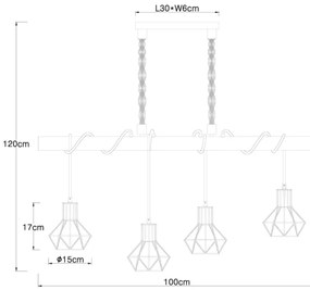 Globo 54017-4H - Luster na lanku PRISKA 4xE27/60W/230V