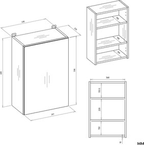 Závesná kúpeľňová skrinka so zrkadlom POLA 1DL kašmírová