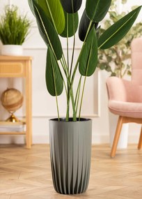 PLASTOVÝ KVETINÁČ STRIPPED SADA 2KS 25X42 CM+30X51,5 CM ZELENÁ