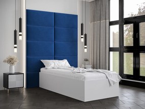 Jednolôžková posteľ s čalúneným čelom 90 cm Brittany 1 (biela matná + modrá) (s roštom). Vlastná spoľahlivá doprava až k Vám domov. 1045861