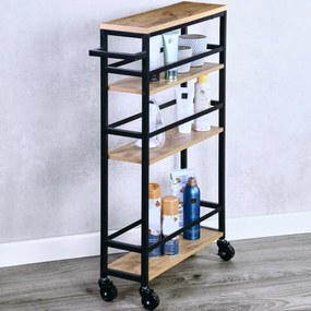 Pojízdný kuchyňský vozík Vaski 81 cm černý/hnědý