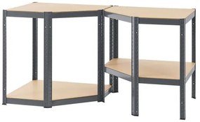 InternetovaZahrada Rohový regál - 160x75x40-75 cm - šedý
