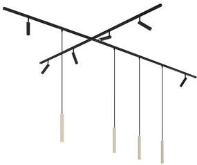 Moderný koľajnicový systém s 6 reflektormi a 4 závesnými svetlami béžový s čiernou 1-fázový - Slimline Uzzy Keno