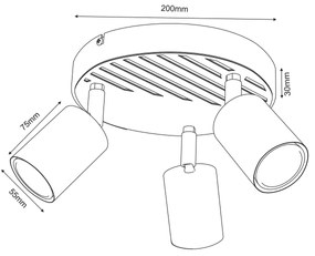 Bodové svietidlo TERRA 3xGU10/8W/230V čierna/dub