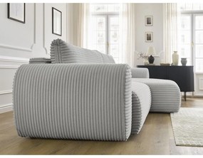 Svetlosivá menčestrová rozkladacia rohová pohovka (pravý roh) Lucien – Bobochic Paris