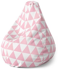 Sablio Sedací vak Pear Ružové a biele Trojuholníky - 70 x 95 x 15 cm