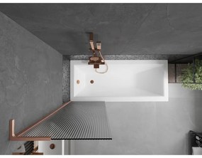 Mexen Next L, 1-krídlová vaňová zástena 60 x 150 cm, 6mm sklo s rebrovým vzorom, medený profil, 895-060-000-03-09-65