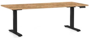 Výškovo nastaviteľný stôl OfficeTech D, 180 x 80 cm, čierna podnož, dub zlatý