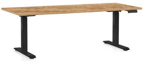Výškovo nastaviteľný stôl OfficeTech D, 180 x 80 cm, čierna podnož, dub zlatý