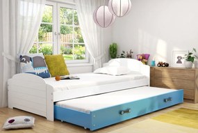 Posteľ s prístelkou LILI 200x90 Biela - Modrá
