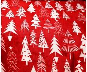 Obliečky mikroplyš CHRISTMAS TREES červené + plachta 200x220 cm Rozmer obliečky: 2 ks 70 x 80 cm | 200 x 220 cm