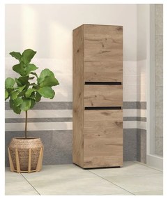 Vysoká úzka kúpeľňová skrinka v dekore duba v prírodnej farbe 38x130 cm Wisla – Støraa