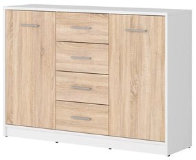 Komoda BRW Nepo Plus 6 (biela + dub sonoma) . Vlastná spoľahlivá doprava až k Vám domov. 1098297