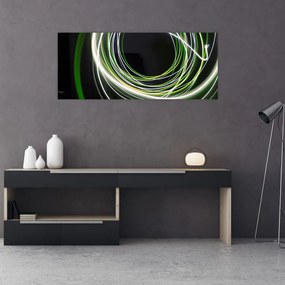 Obraz zelených čiar (120x50 cm)