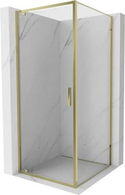 Mexen Exo, výklopný sprchový kút 90 x 90 cm, číre sklo, zlatá, 8181-090-090-50-00