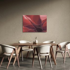 Sklenený obraz - Červená abstraktná kvetina N⁰2 (70x50 cm)