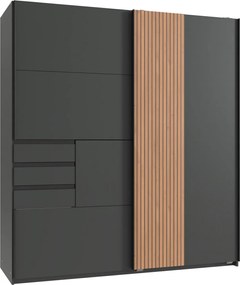 Šatníková skriňa Coburg, 180 cm, grafit/dub artisan