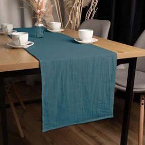 Biante Ľanový behúň na stôl LEN-024 Petrolejovo modrý 45x160 cm