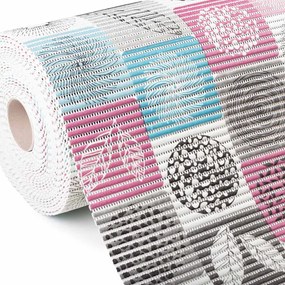 Kúpeľňová penová rohož / predložka PRO-027 Ružovo-modré dlaždice - metráž šírka 65 cm