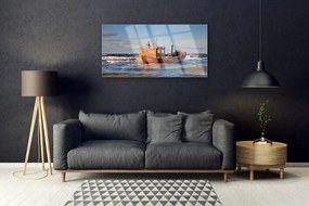 Skleneny obraz Loďka more príroda 100x50 cm