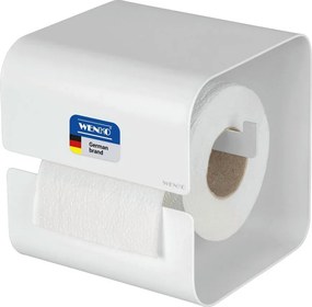 Biely oceľový držiak na toaletný papier bez vŕtania Turbo-loc Lizan – Wenko