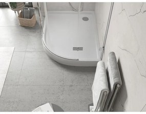 Mexen Flow+, štvrťkruhová asymetrická sprchová vanička, ľavá, 100 x 90 cm, biela lesklá, 46Q109010LH