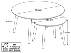 Sada konferenčných stolíkov Paricia 88 cm dymový dub