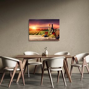 Sklenený obraz vinice s vínom (70x50 cm)