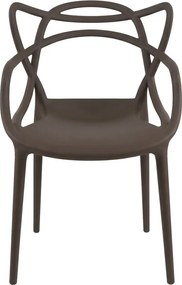Sada 4 ks plastových stoličiek KATO, hnedá