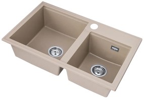 Gamma Modern 8020, 2-komorový granitový drez 795x495x210 mm, béžová, GMA-KAT00047