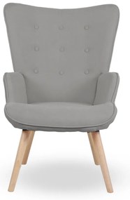 Kreslo ušiak LUGO — masív, látka, prírodná / sivá