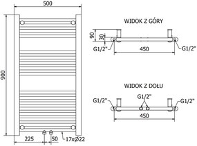 Mexen Mars, elektrické vykurovacie teleso 900 x 500 mm, 400 W, biela, W110-5900-500-6400-20