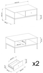 Konferenční stolek Mono II 104 cm béžový/zlatý