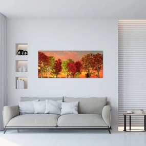 Obraz - Farebné stromy (120x50 cm)