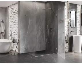Mexen Lunar-B pravostranný výklopný sprchový kút 85 x 70 cm, číre sklo, brúsená oceľ, 832-085-070-97-00-P