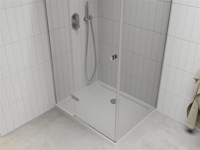 Mexen Roma, sprchovací kút 100 (dvere) x 80 (stena) cm, 6mm číre sklo, chrómový profil + slim sprchová vanička 5cm, 854-100-080-01-00-4010