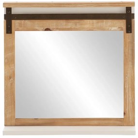 furniture-nabytek.cz - Masivní koupelnové zrcadlo Capera z borovice a MDF, lakované, bílé/hnědé – 70x70 cm