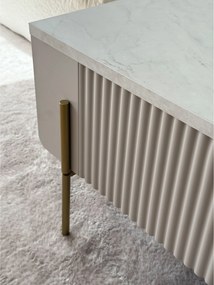 Kávový stolík Malmi 100 cm so zásuvkami - kasmír / krémová biela / zlaté nohy
