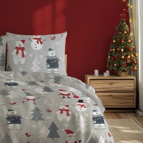 Vianočné bavlnené posteľné obliečky – motív Priatelia zo severného pólu - 100% bavlna - 70 x 90 cm + 140 x 200 cm