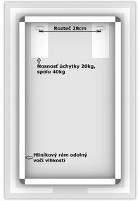 LED zrkadlo La Linea 70x120cm studená biela - diaľkový ovládač Farba diaľkového ovládača: Čierna