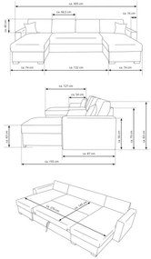 Rozkladacia sedacia súprava s úložným priestorom v tvare U JANISE sivá