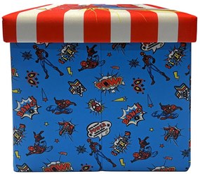 Taburet s úložným priestorom Spiderman - modrý