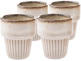 Súprava 4 keramických hrnčekov Rustik 100 ml, béžová