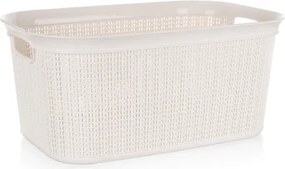 Úložný box/kôš na prádlo 38 l, krémový, ratanový vzhľad%