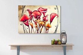 Obraz červené kvety kaly - 120x80