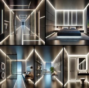 BERGE LED hliníkový profil 1m čierny prisadený - sada