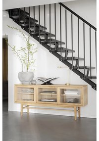 Vitrína v dekore duba s posuvnými dverami v prírodnej farbe 170x75 cm Hazelton – Rowico